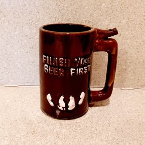 Vintage Beer Mug with Whistle "Finish Your Beer First"